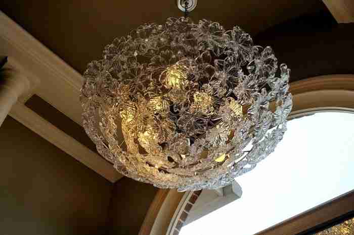 Murano Glass chandelier over hottub