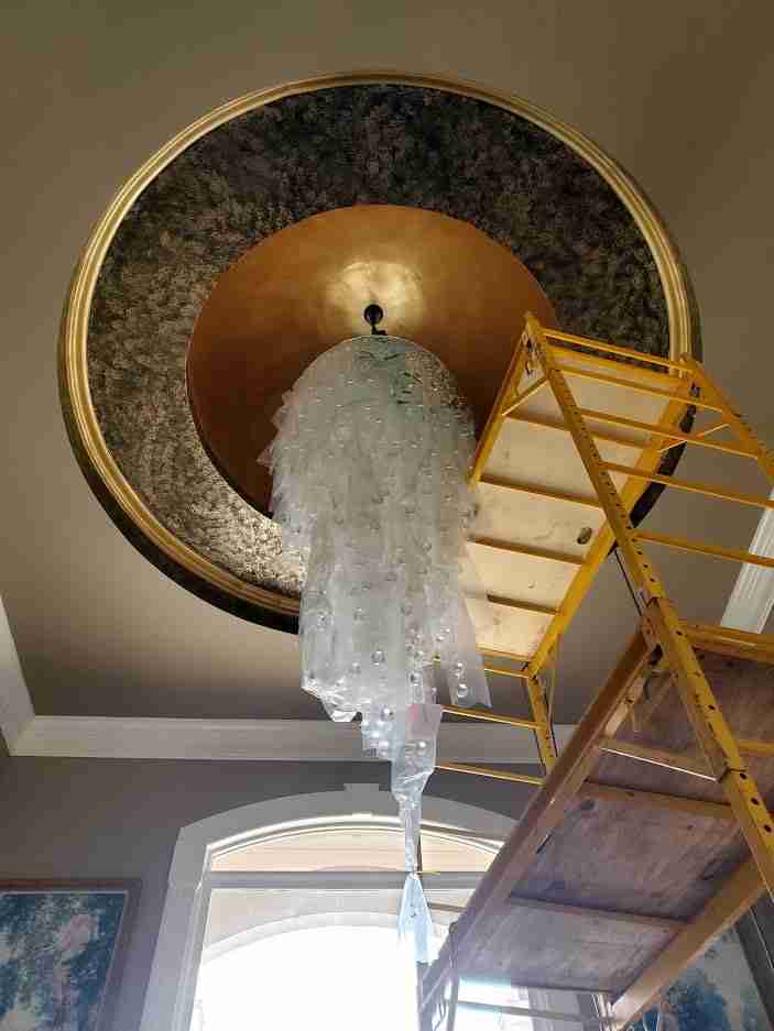 12' long hanging crystal ball installation